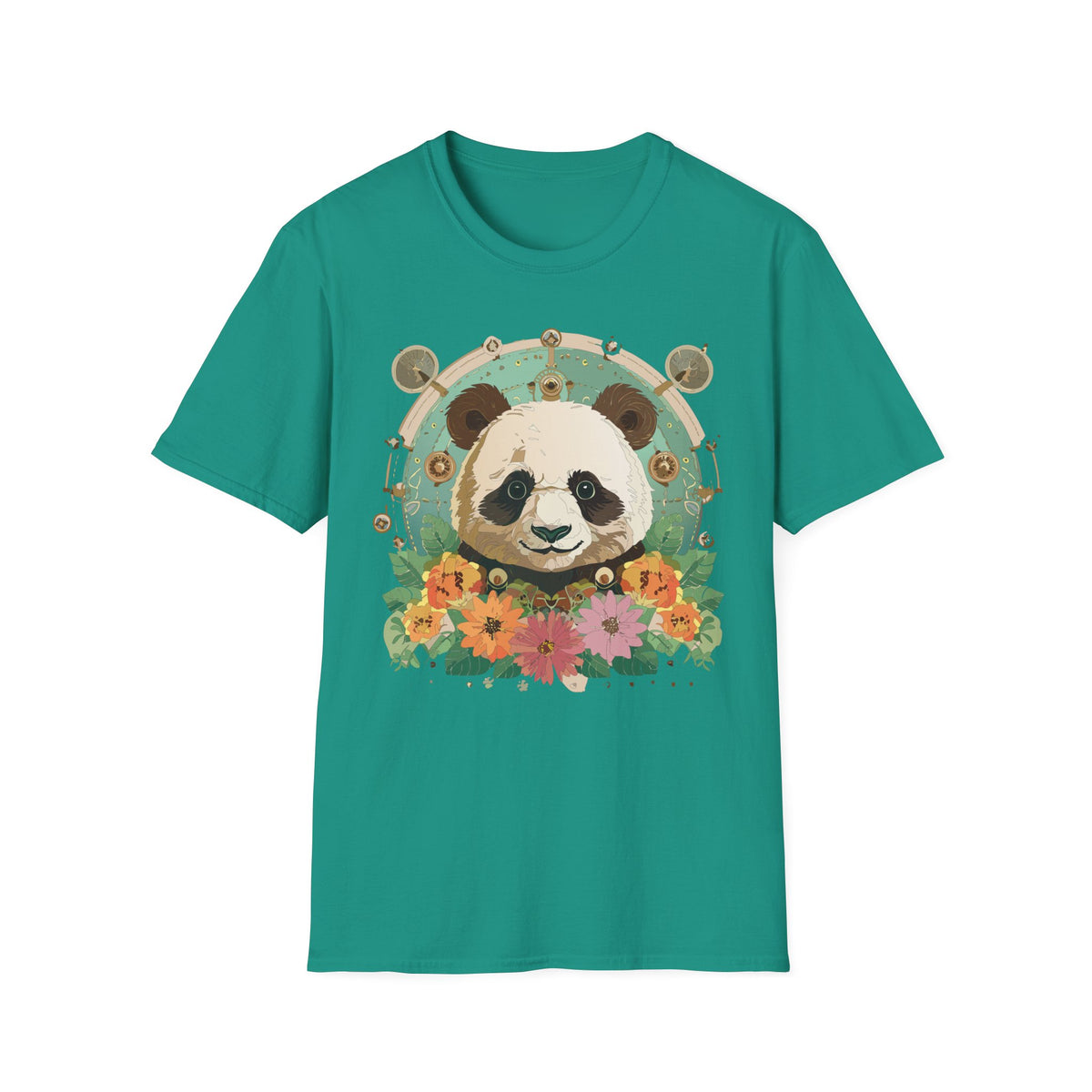 Floral Panda Portrait T-Shirt | Cute Panda Face Tee