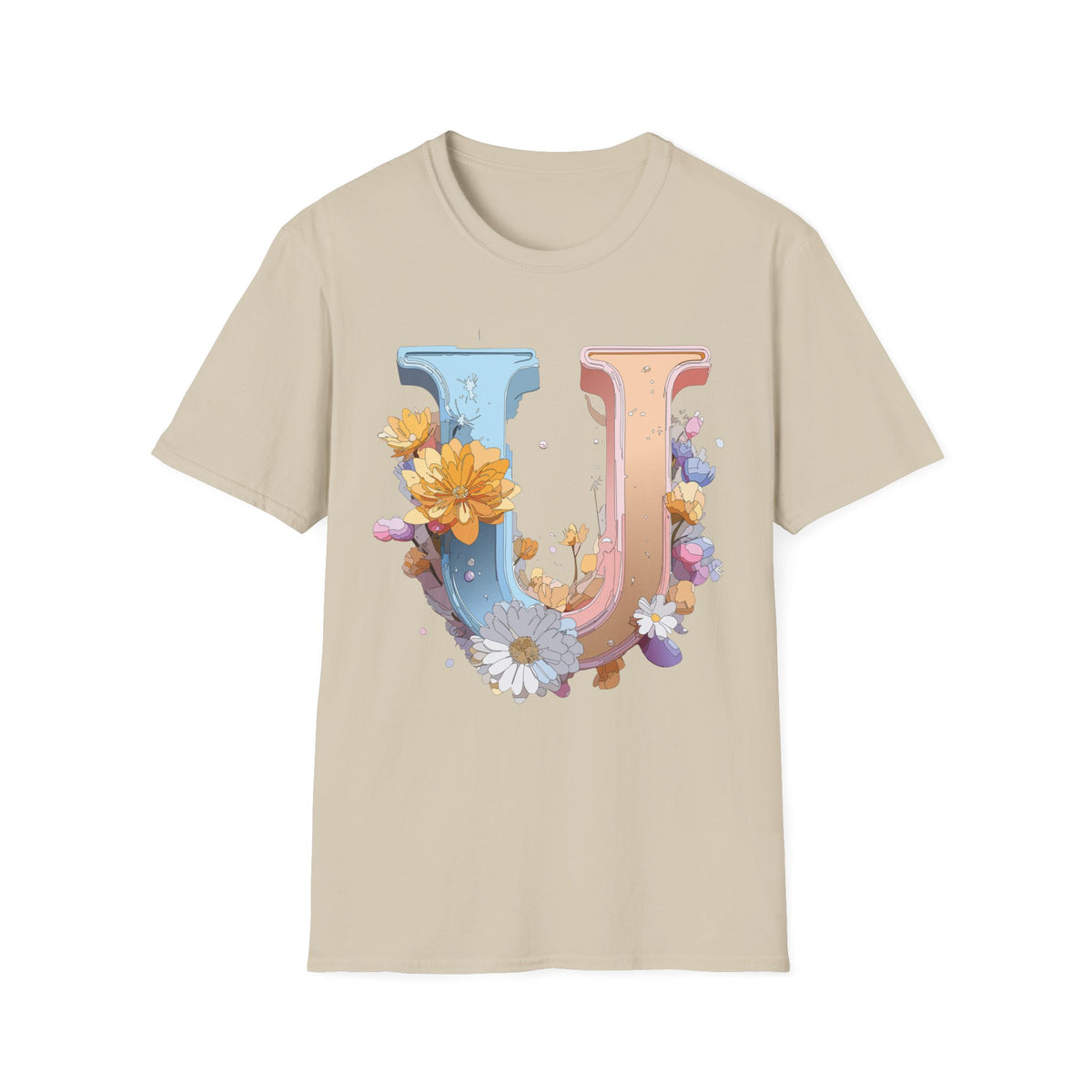 Floral Letter U T-Shirt | Botanical Monogram Tee