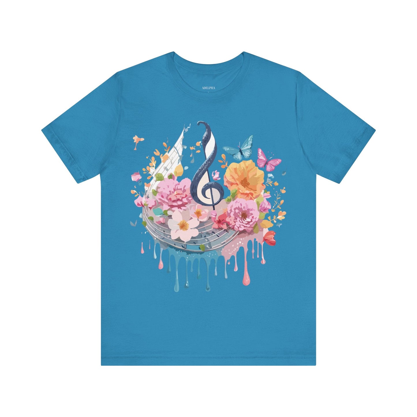 Music Graphic Unisex 100 Cotton Vintage Art with Musical Elements Tee 125