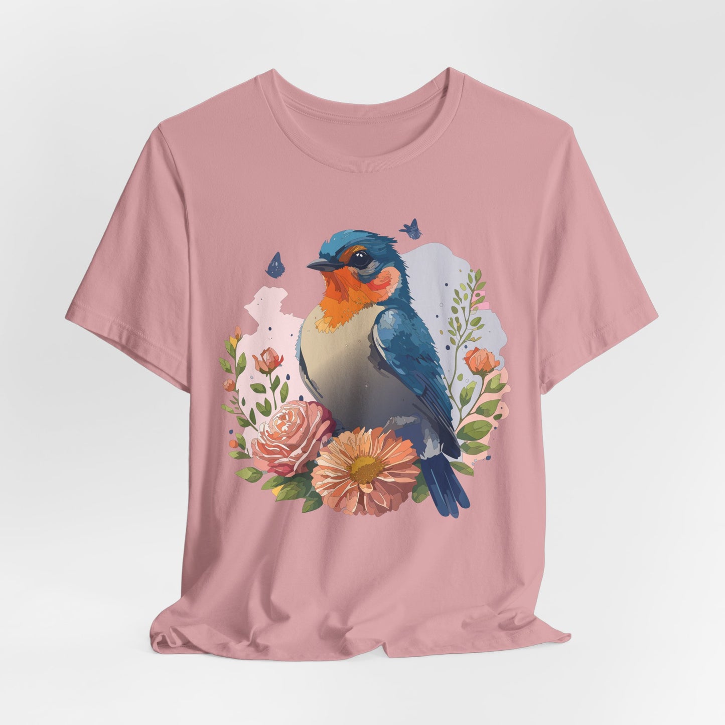 Floral Bird Tee, Animal Shirt, Bird Shirt, Floral Tee, Flower T-shirt, T-Shirt with Animal