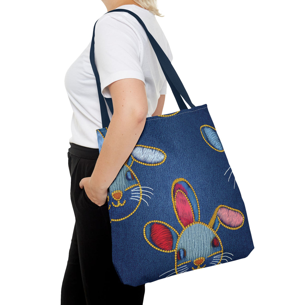 Denim Fabric Imitation Print Unisex Canvas Bag Poly Spun 3 Sizes Tote Bag 192
