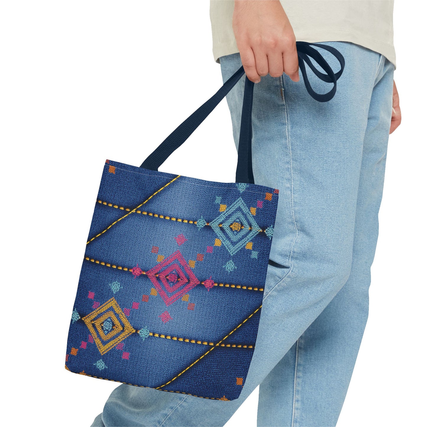 Diwali Graphic Denim Fabric Imitation Print Unisex Canvas Bag Poly Spun 3 Sizes Tote Bag 205-22
