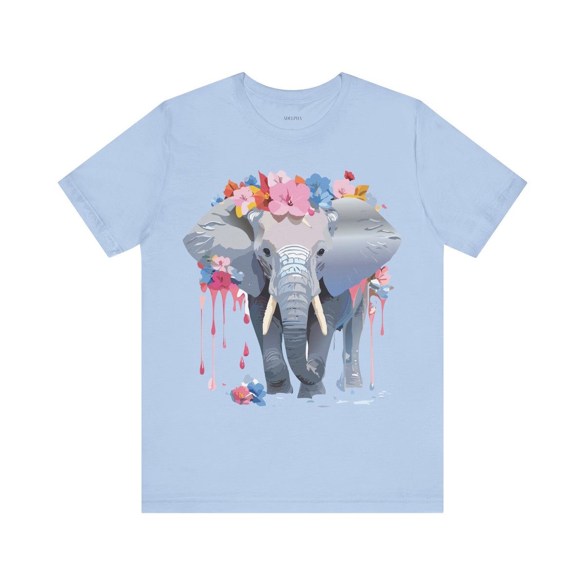 Elephant Graphic Unisex Cotton Bella+Canvas Tee with Art Animal Design e124