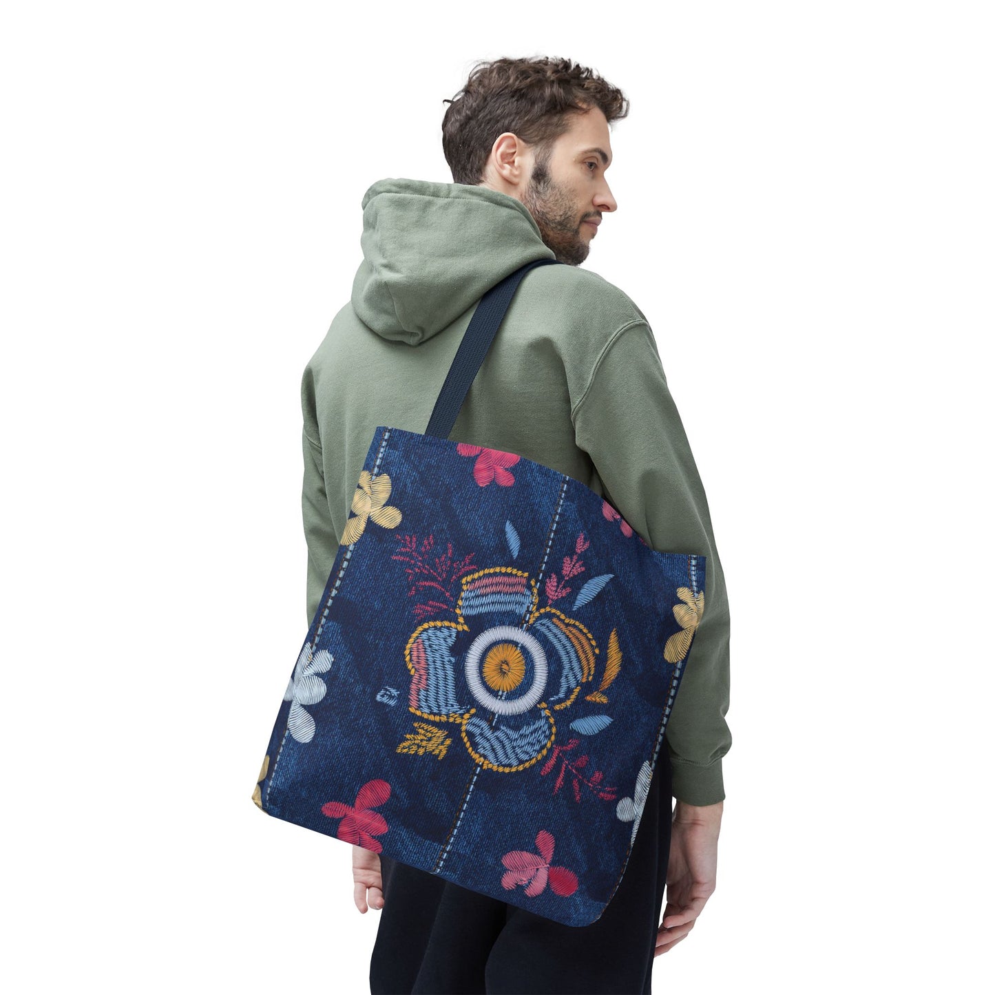 Denim Fabric Imitation Print Unisex Canvas Bag Poly Spun 3 Sizes Tote Bag 167