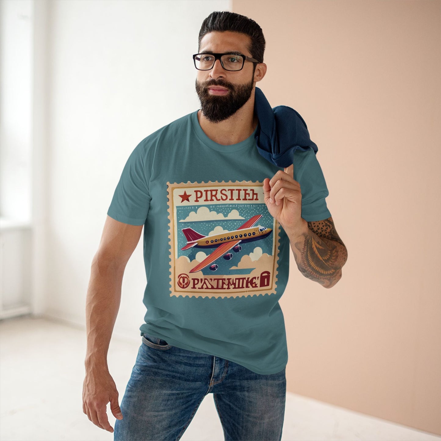 Postage Stamp Shirt Unisex Premium Cotton Tee PS44 Original Art Design Retro Collection
