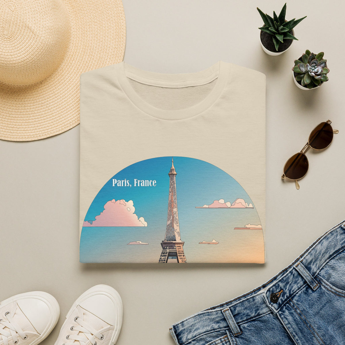 Paris Eiffel Tower Illustration T-Shirt | Paris, France Graphic Tee