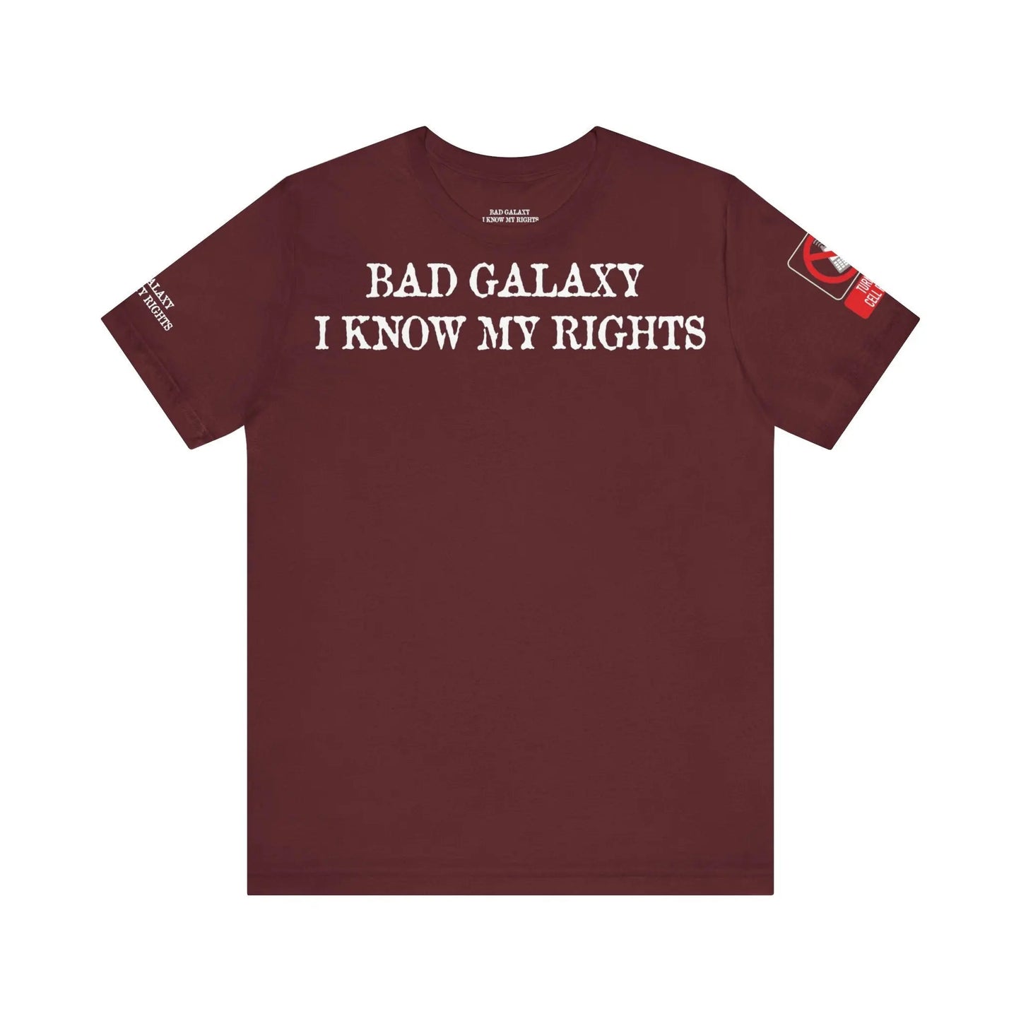 Red Stamp Tee Shirt 100 Percent Cotton From Bad Galaxy Eco Friendly Inks Made To Order In USA