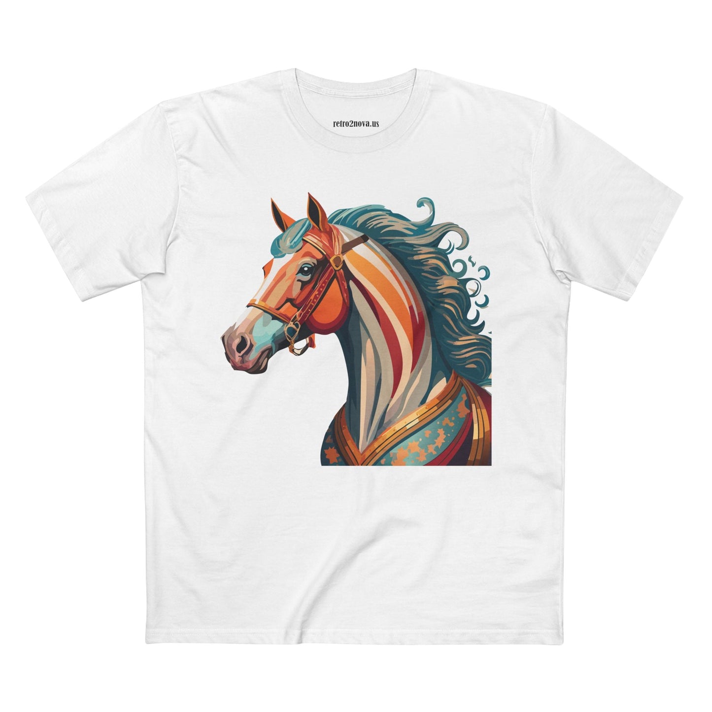 Horse Animal Shirt Unisex Premium Cotton Tee With Original Art Design From Retro2Nova Soft Breathable Art Collection