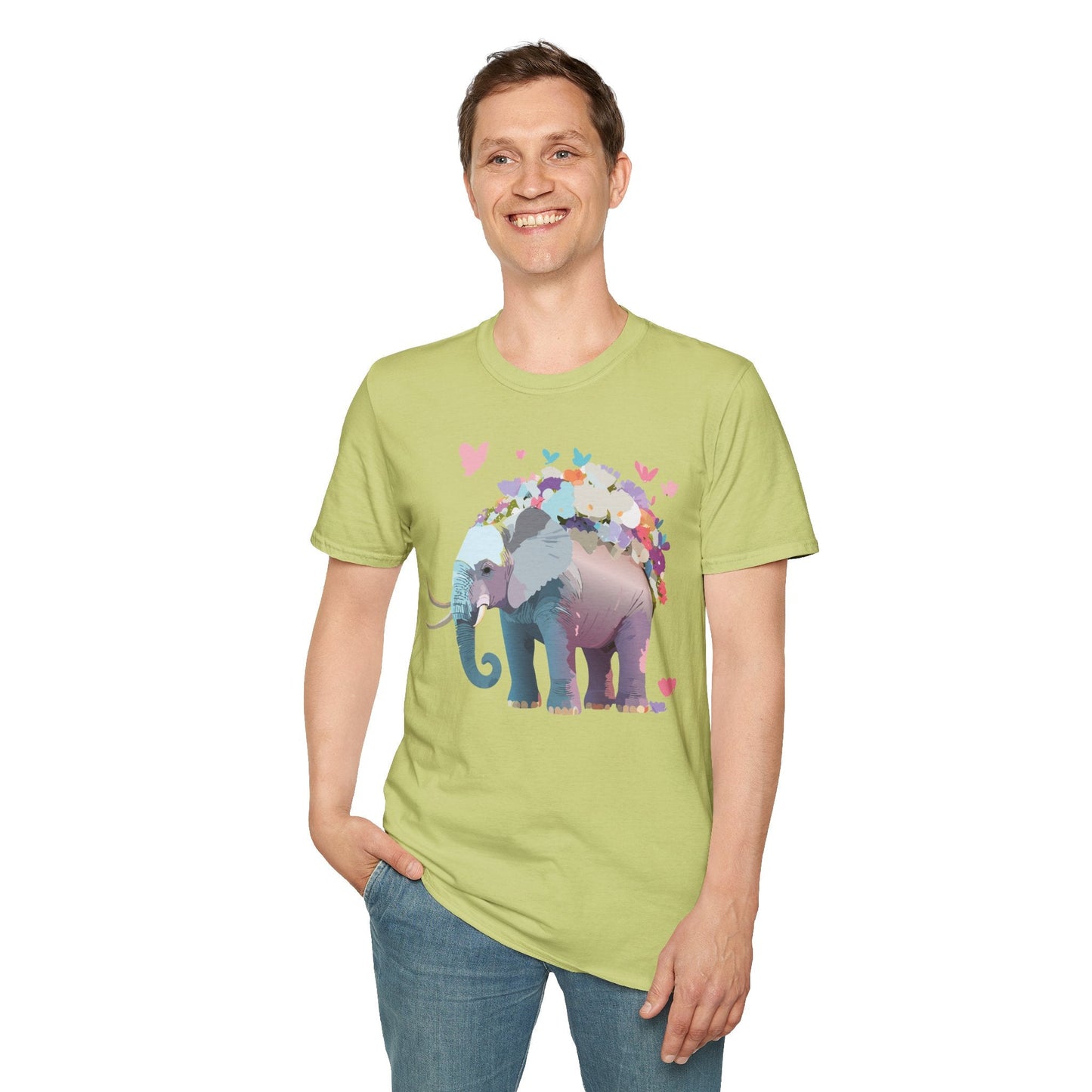 Elephant Graphic T Shirt Unisex Cotton Softstyle Tee Gildan 64000 Elephant Design For Animal Lovers