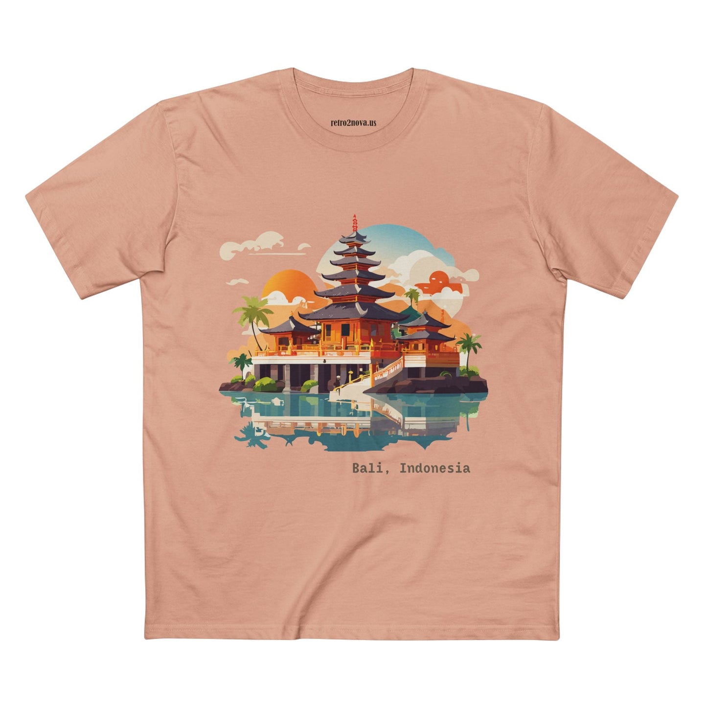 Unisex Bali Travel Shirt With Original Art Design Premium Cotton Tee From Retro2Nova Collection