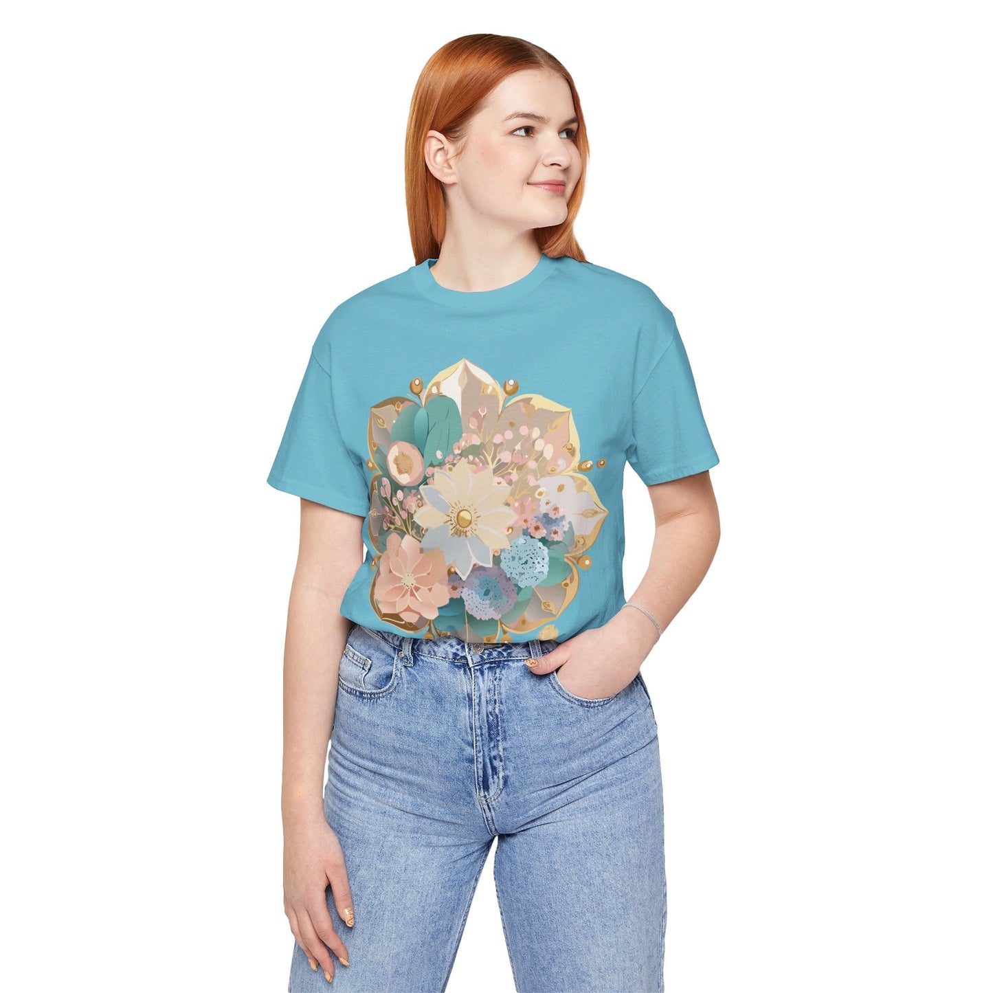 Mandala Graphic Unisex 100 Cotton Vintage Floral Artwork Tee 15