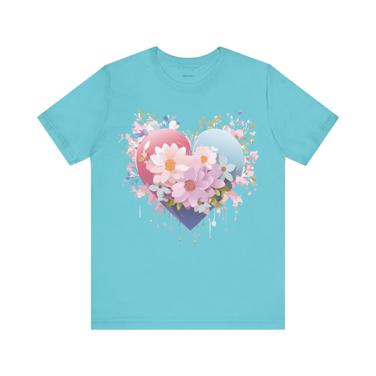 Valentine's Day Graphic Unisex Cotton Bella+Canvas Tee with Floral Art Design d130