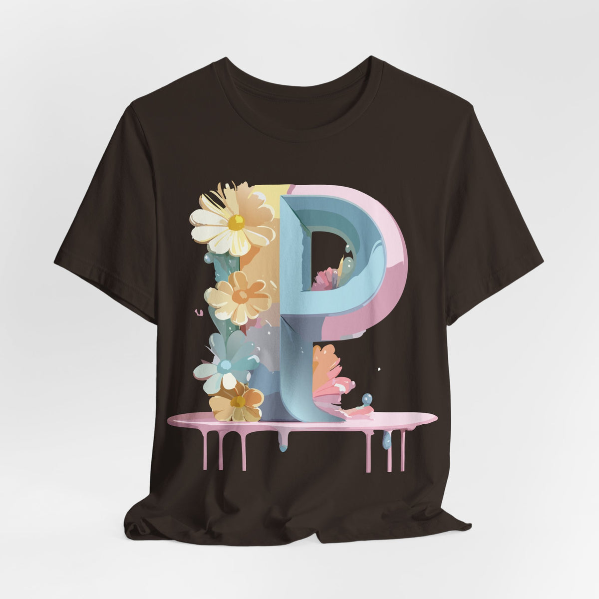 Letter P Graphic Unisex Cotton Bella+Canvas Tee with Art Letter Design