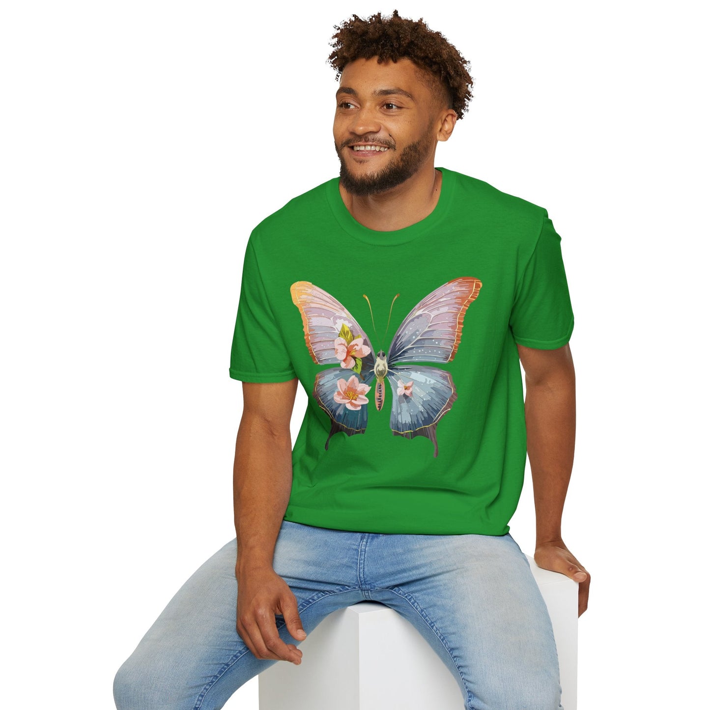 Butterfly Print T Shirt For Men Women Unisex Monarch Design Softstyle Cotton Tee