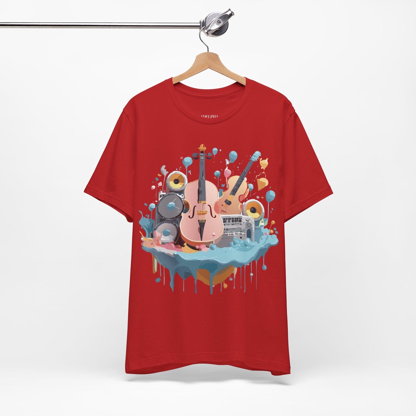 Music Graphic Unisex 100 Cotton Vintage Art with Musical Elements Tee 90