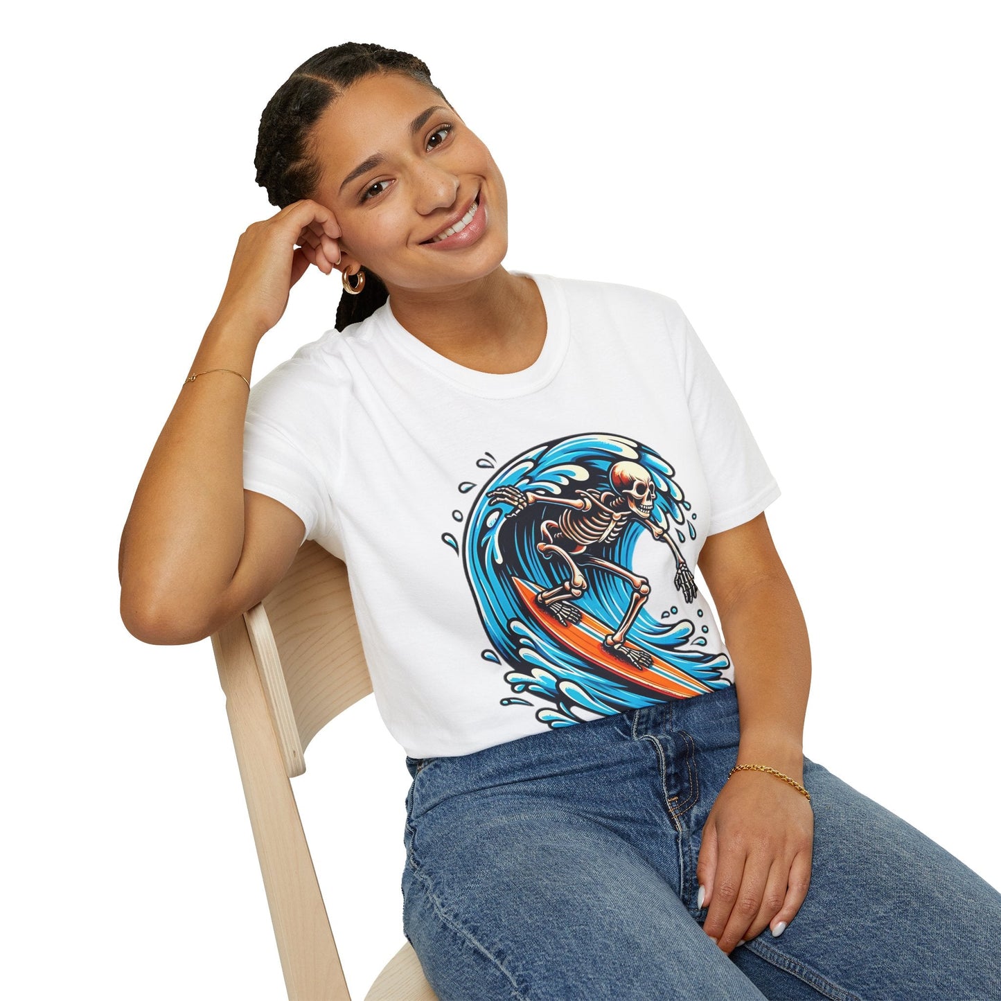 Skull Tee Shirt With Skeleton Art Design Unisex Gildan Softstyle 64000 Ring Spun Cotton Tee
