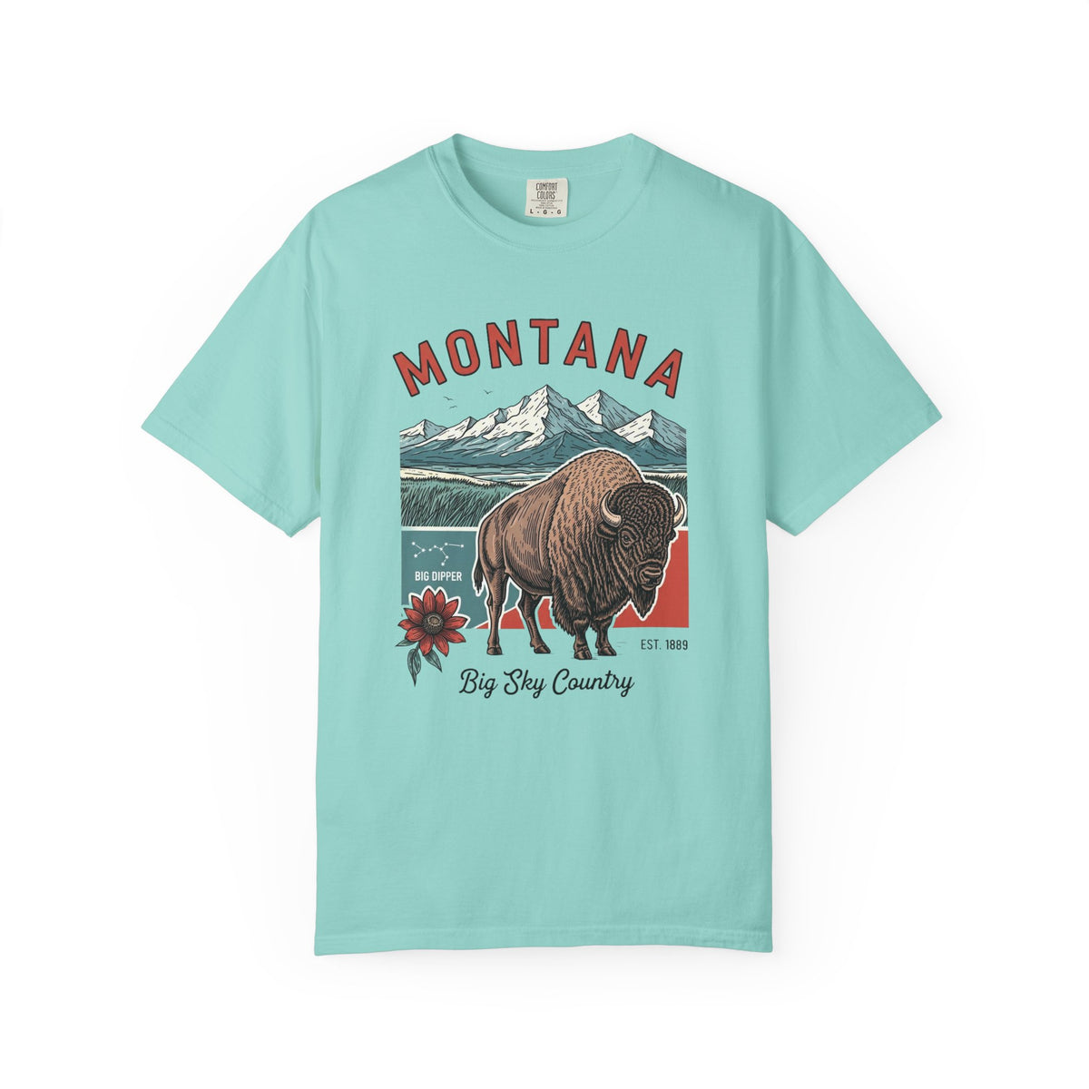 Montana Graphic Unisex Heavyweight Garment-Dyed Travel Tourist Graphic Gift Tee 100 Cotton Comfort Colors T-Shirt