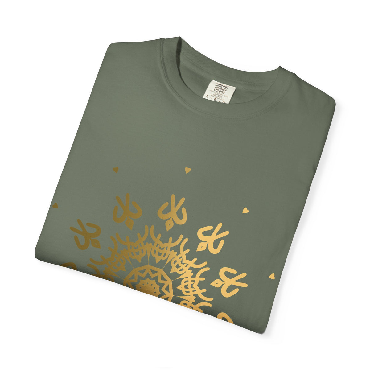 Unisex Garment Dyed Cotton T-Shirt with Mandala Graphic Design