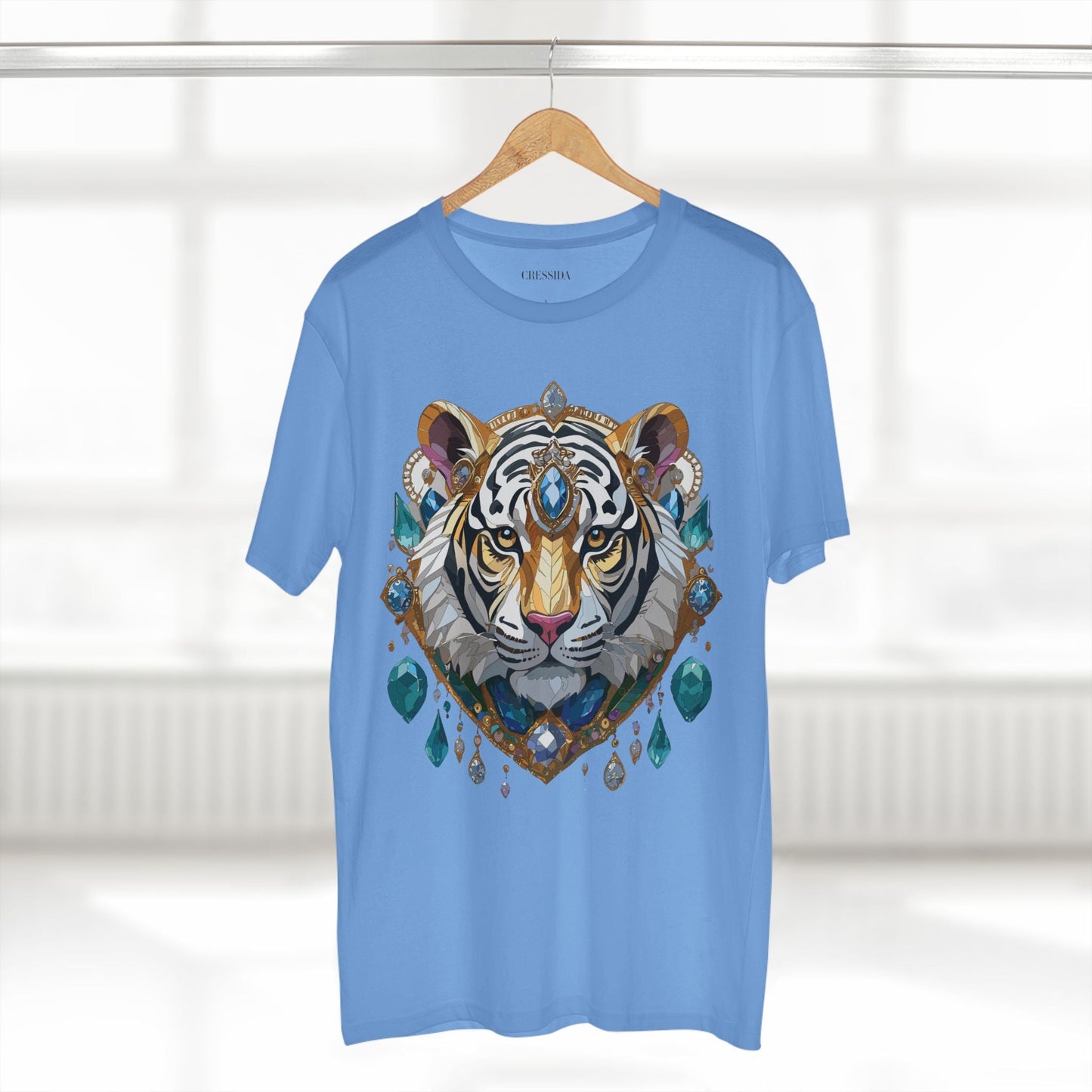 Tiger Graphic Unisex 100 Cotton Tee With Unique Animal Golden Medallion Art Design 53