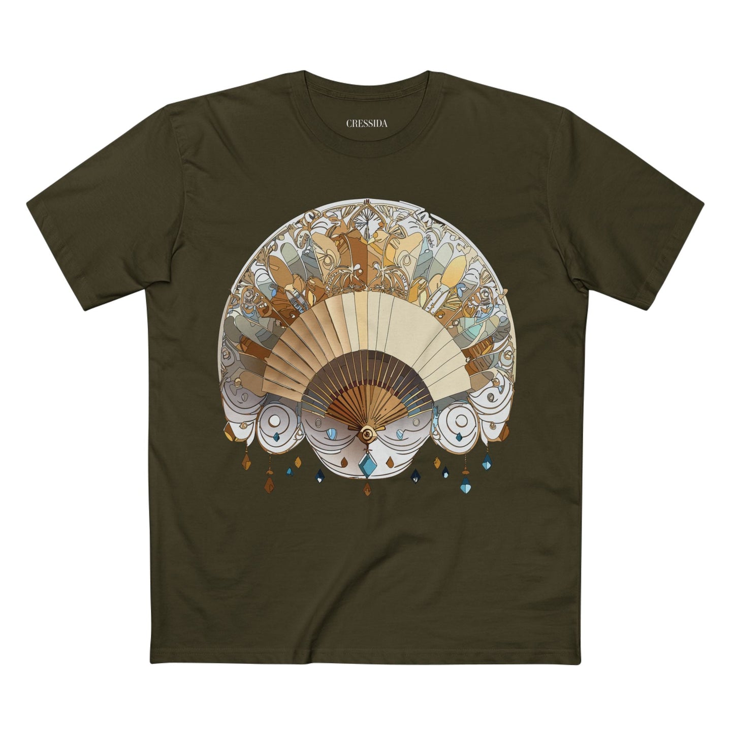 Antique Fan Graphic Design T-Shirt Unisex 100 Cotton Floral Carnival Artwork Tee 11
