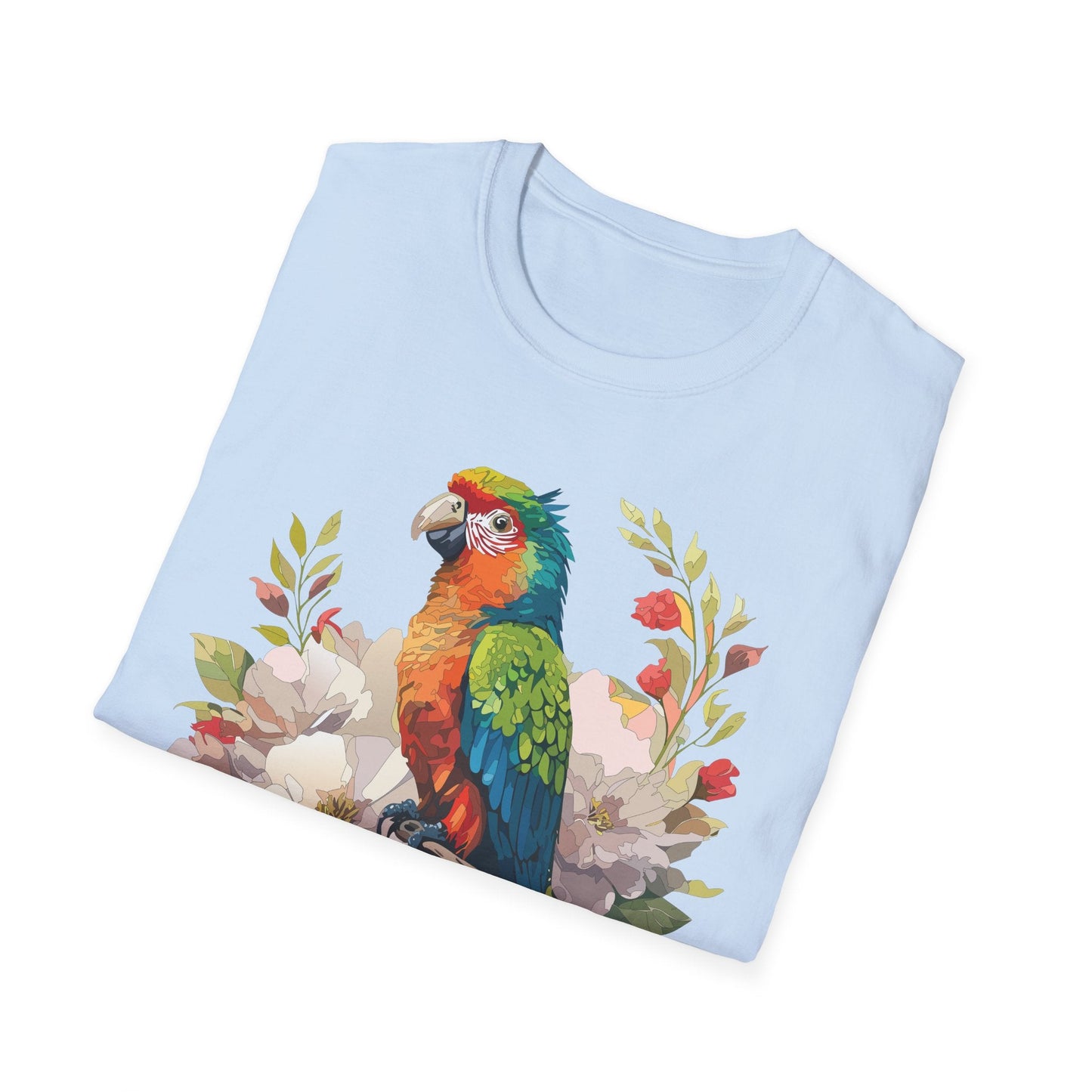 Floral Bird T Shirt Unisex Softstyle Gildan 64000 Graphic Tee With Animal Design
