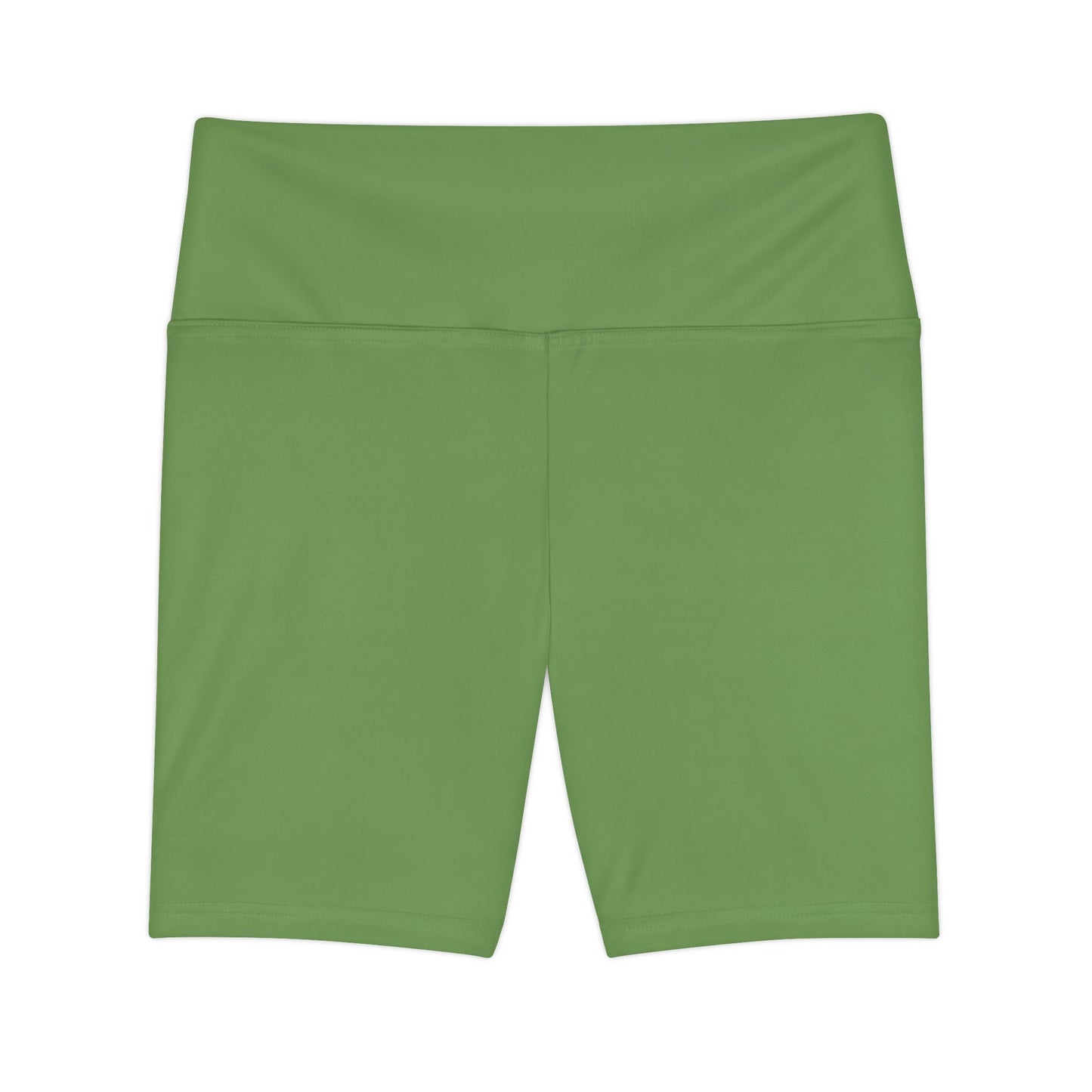 Sage Green Workout Shorts — Women's High-Waist Athletic Biker Shorts (Solid Green)