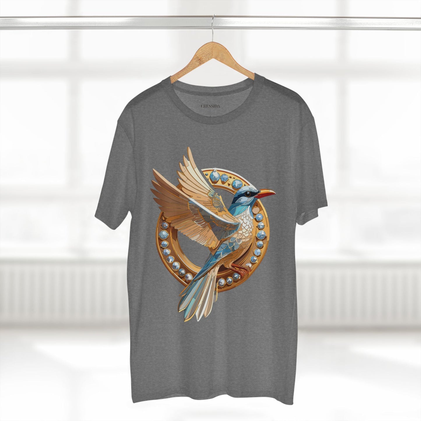 Bird Graphic Unisex 100 Cotton Tee With Unique Animal Golden Medallion Art Design 20