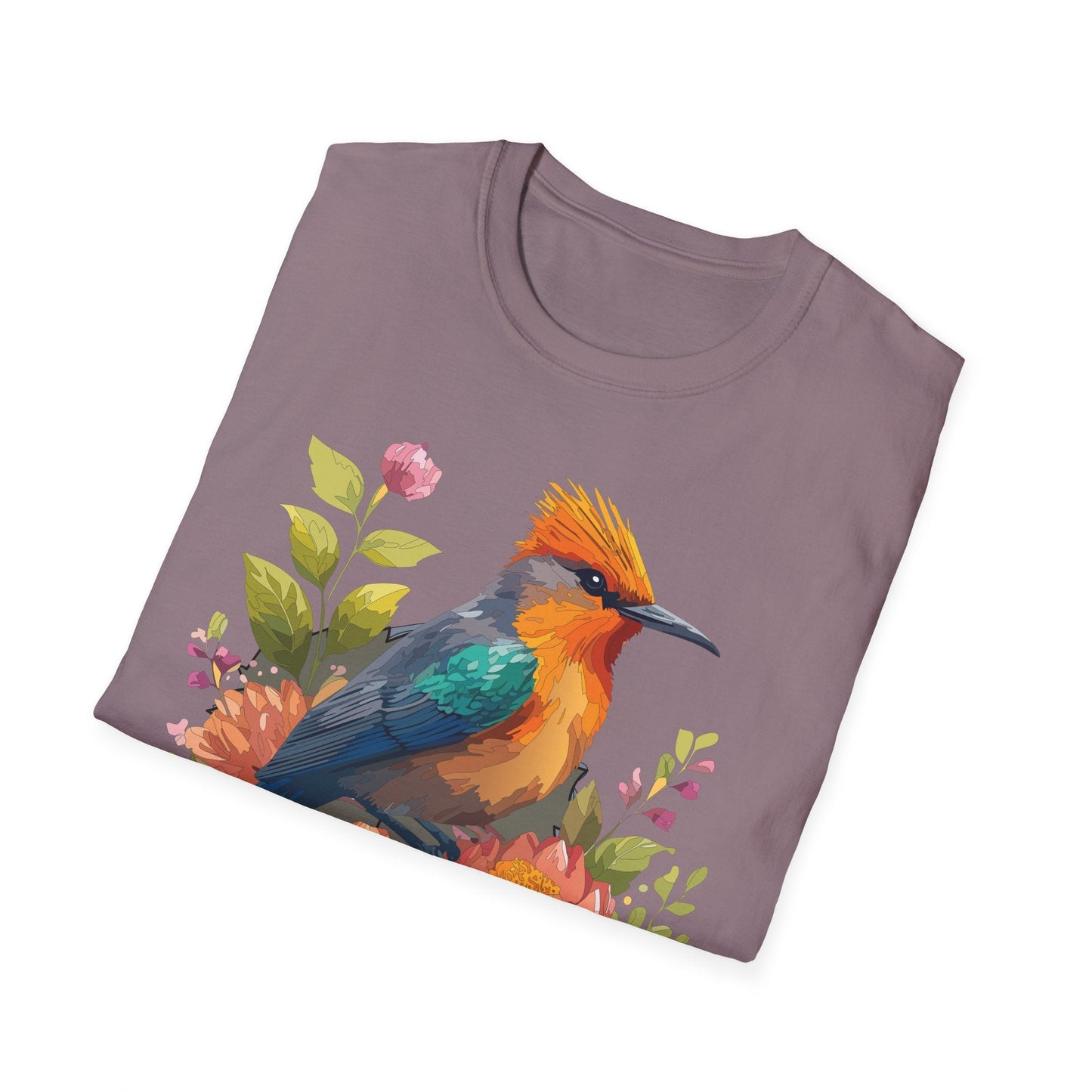 Floral Bird T Shirt For Unisex Wear Gildan Softstyle 64000 100 Percent Cotton Tee