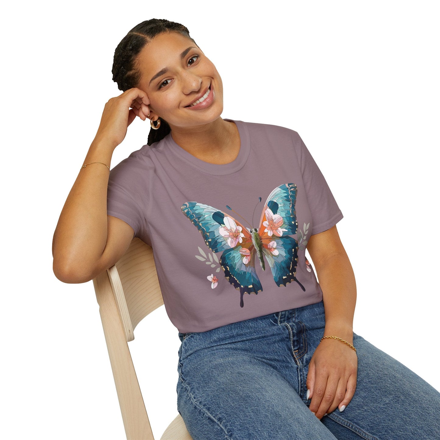 Butterfly Shirt Unisex T Shirt Monarch Butterfly Print Gildan Softstyle 64000 Cotton Tee Classic