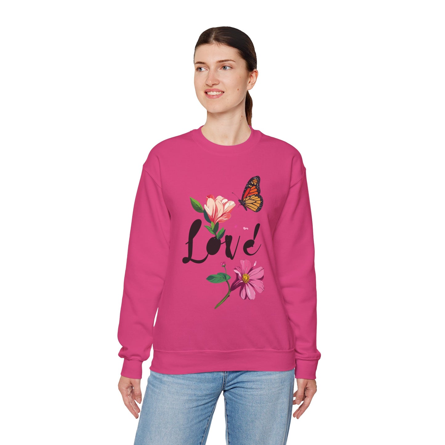 Floral Love Sweatshirt, Floral Butterfly Sweatshirt, Love Sweatshirt, Valentine's Day Sweatshirt, Floral Sweatshirt 120