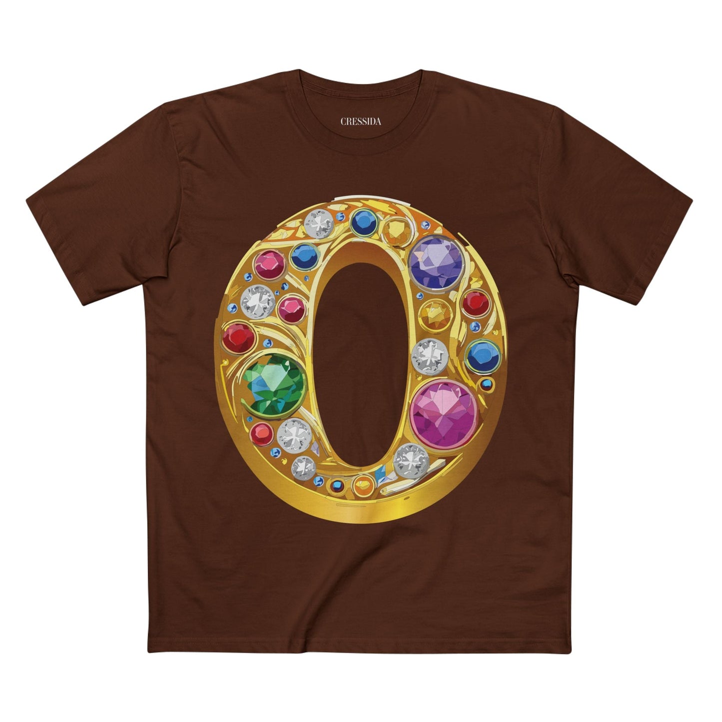Letter O Graphic Design Tee Unisex 100 Cotton With Antique Gold Letters Artwork T-Shirt