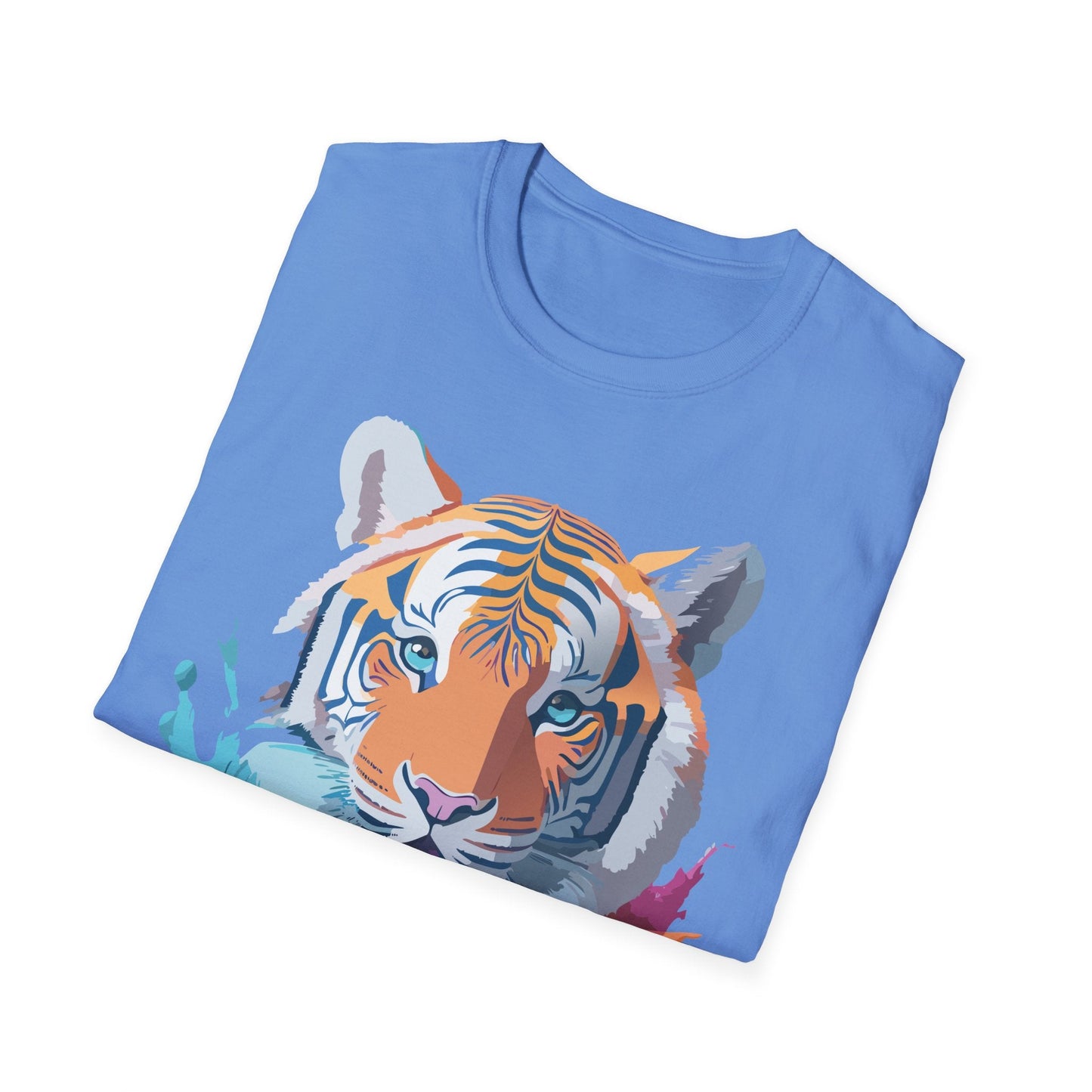 Tiger Print Shirt Unisex Softstyle Tee 100 Percent Ring Spun Cotton