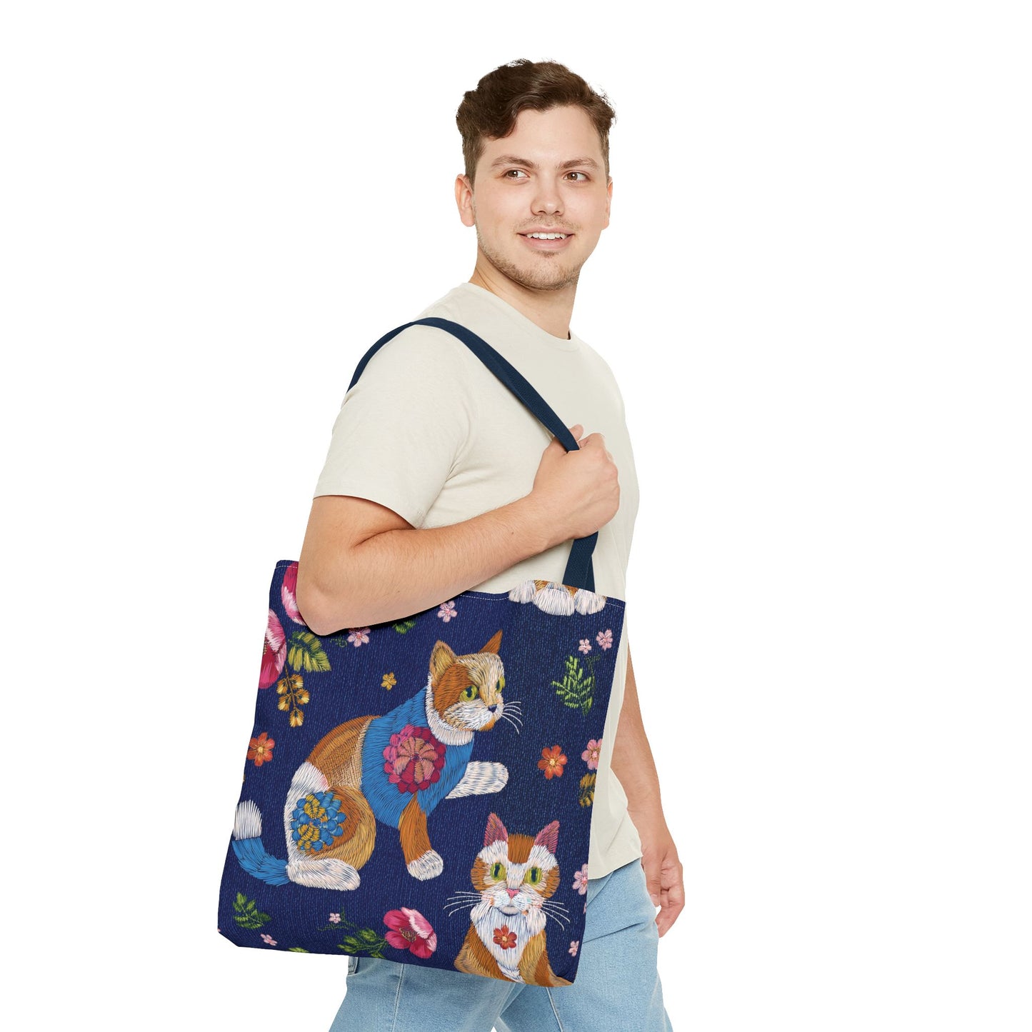 Denim Fabric Imitation Print Unisex Canvas Bag Poly Spun 3 Sizes Tote Bag 190-10