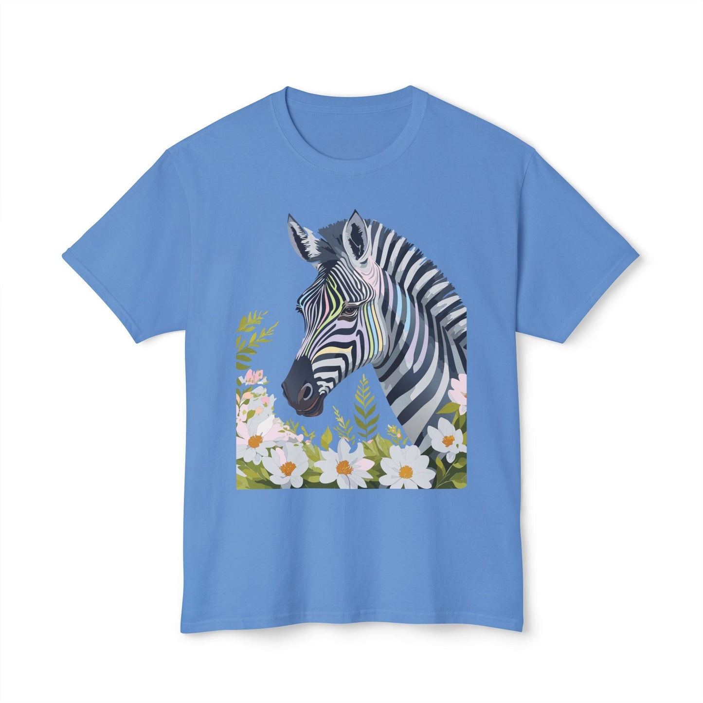 Unisex Zebra Art Design T Shirt With Floral Print HD Cotton Premium USA Made Jersey