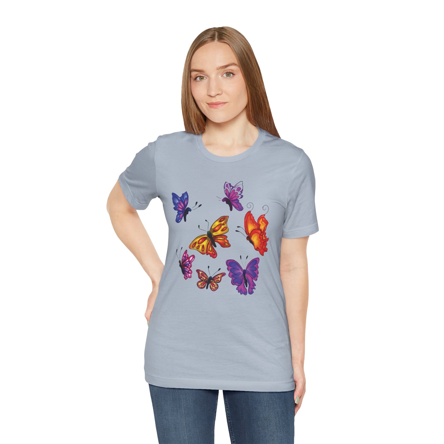 Cotton Tee Shirt with Butterfly Prints