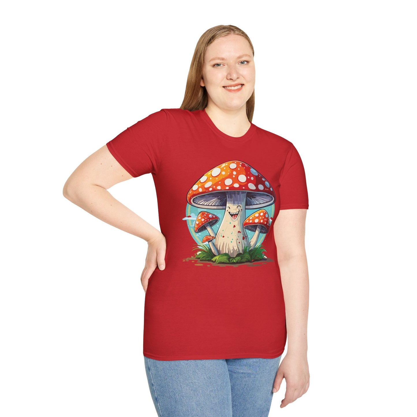Funny Mashroom Graphic Unisex Softstyle Cotton With Cartoon Illustration Design 17