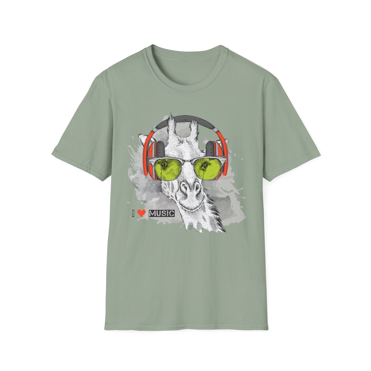 I Love Music Animals Shirt With Headphones Unisex Gildan Softstyle 100 Percent Ring Spun Cotton Tee