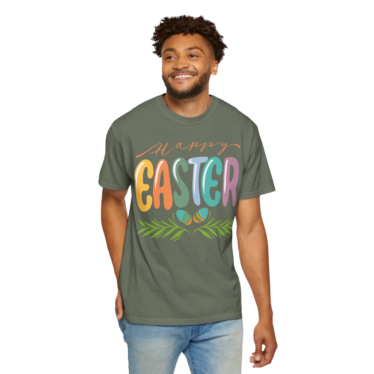 Happy Easter T-Shirt, Tee Shirt with Easter Signature, T Shirt with Easter Prints, Tee Shirt with Easter Design