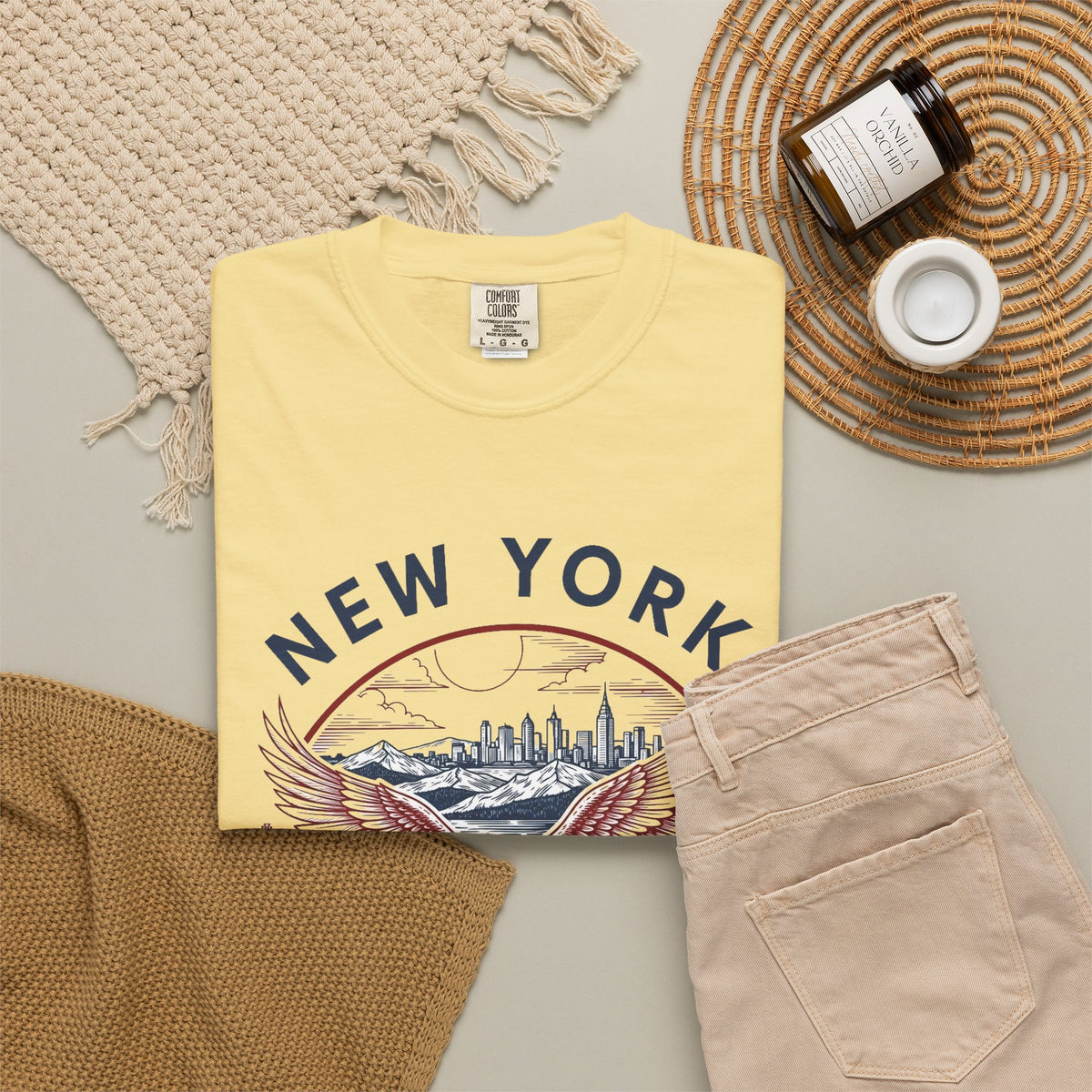 New York State Vintage Travel Tourist Graphic Gift Tee Unisex 100 Cotton Comfort Colors T-Shirt