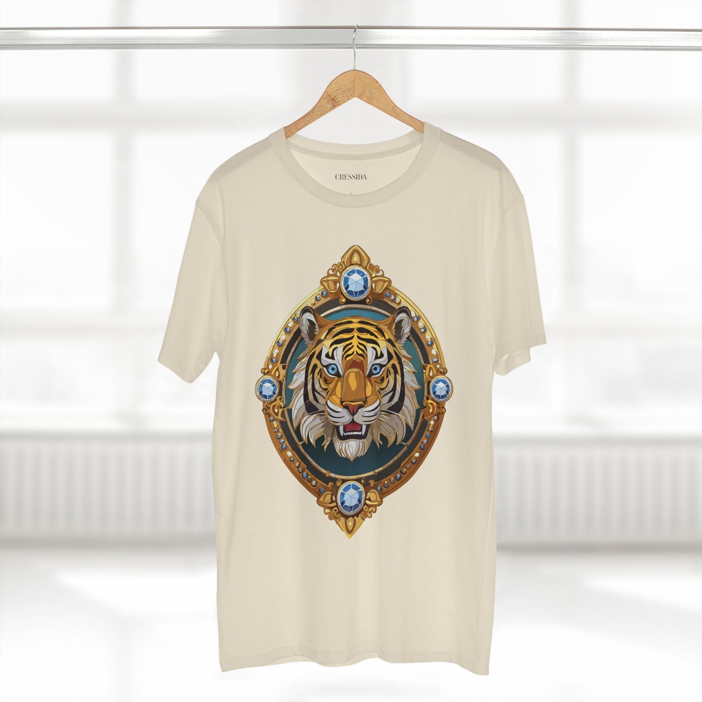 Tiger Graphic Unisex 100 Cotton Tee With Unique Animal Golden Medallion Art Design 6