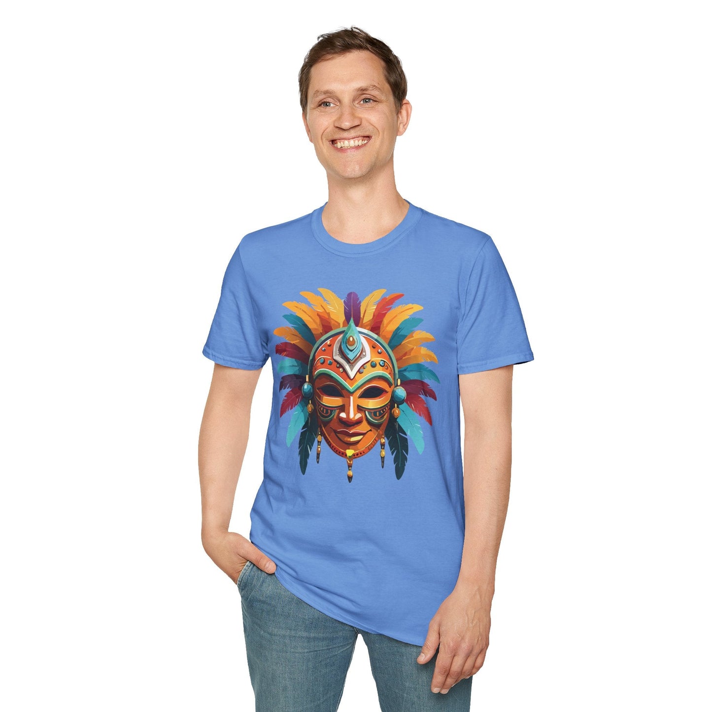 Mask Graphic Unisex Cotton Masquerade Design Artwork Tee 4