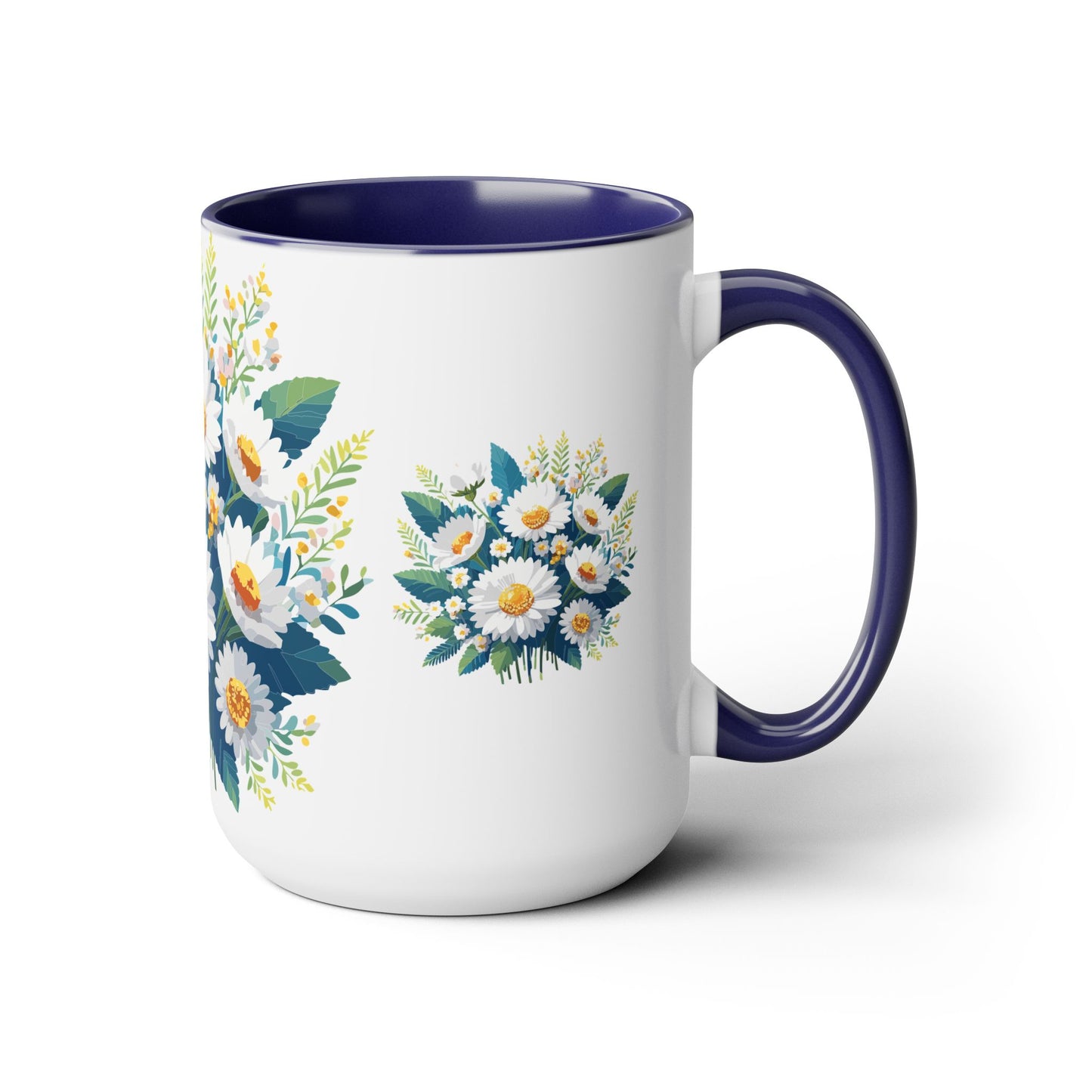 Two-Tone Coffee Mug with flowers