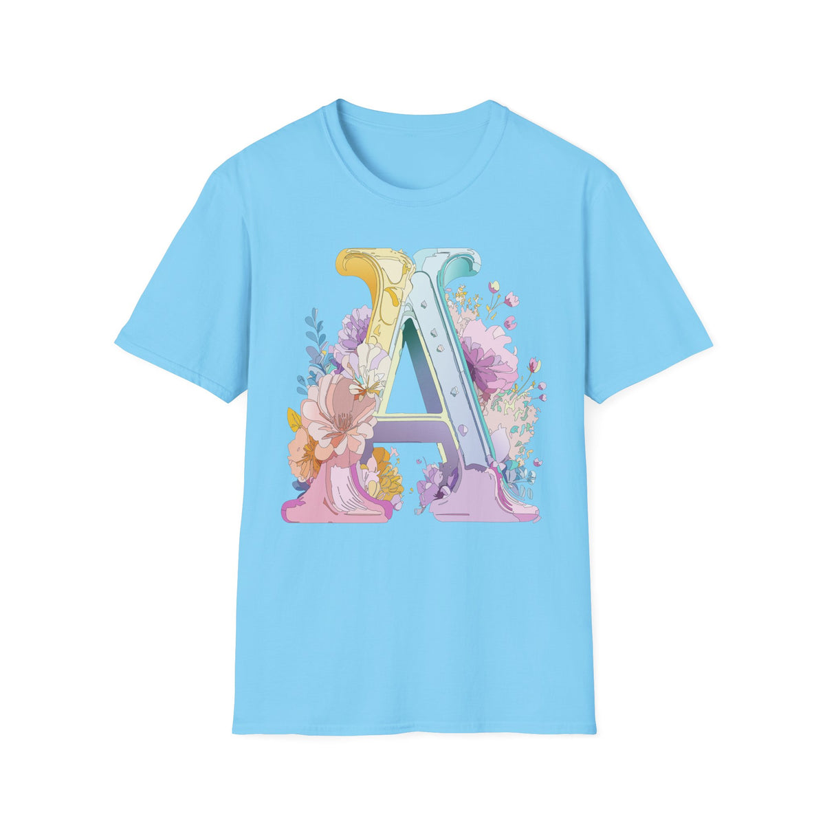 Floral Monogram A T-Shirt | Letter A Initial Tee, Botanical Alphabet Shirt