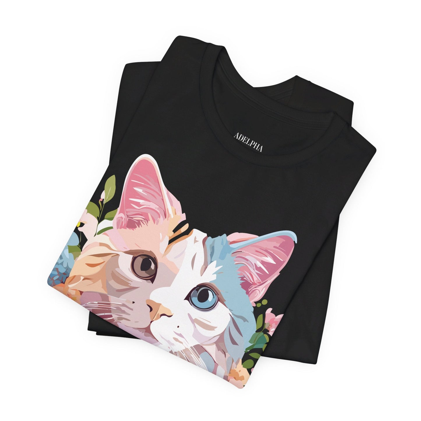 Cat Graphic Tee Unisex Short Sleeve Shirt Featuring Vintage Adelpha Artwork