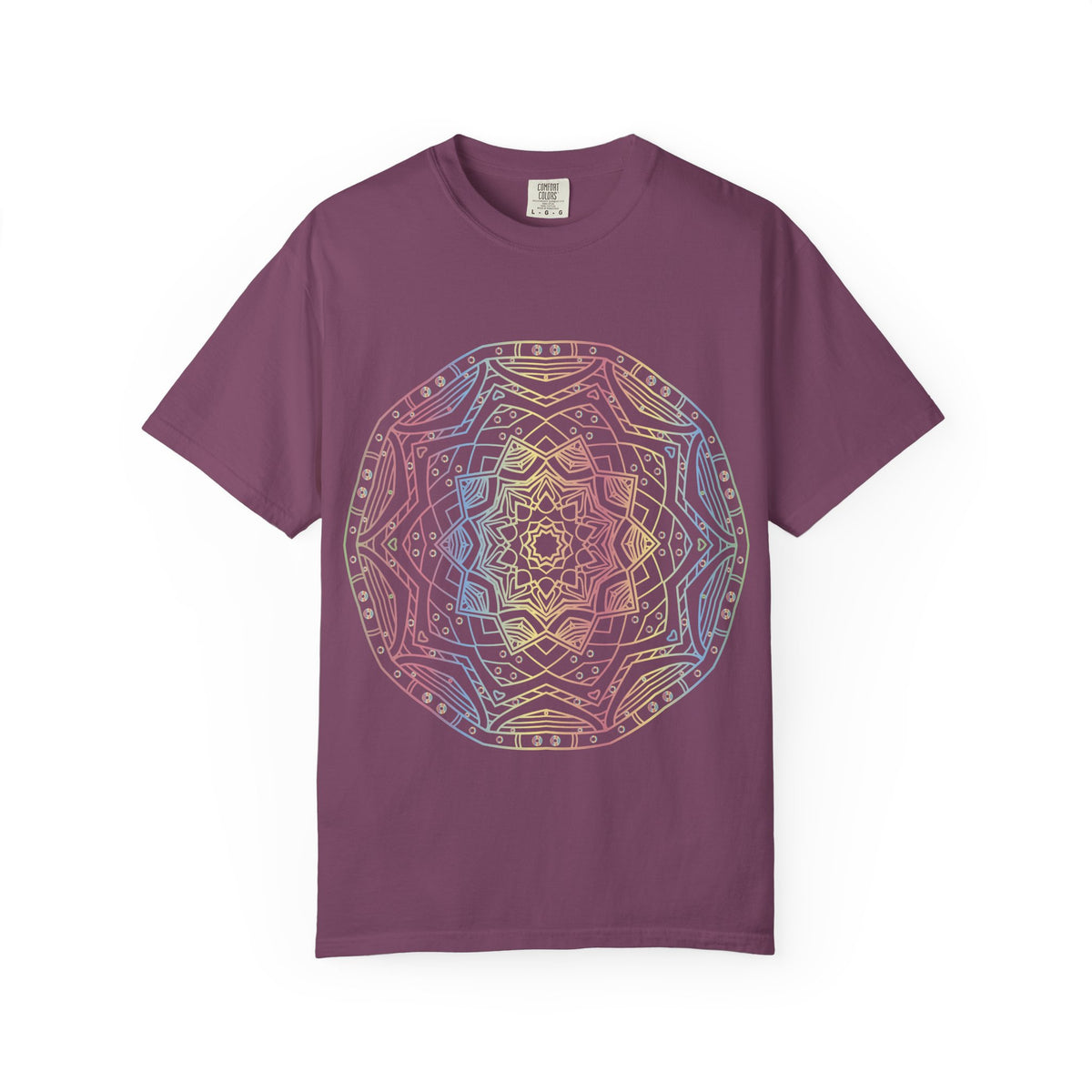 Unisex Garment Dyed Cotton T-Shirt with Mandala Graphic Design
