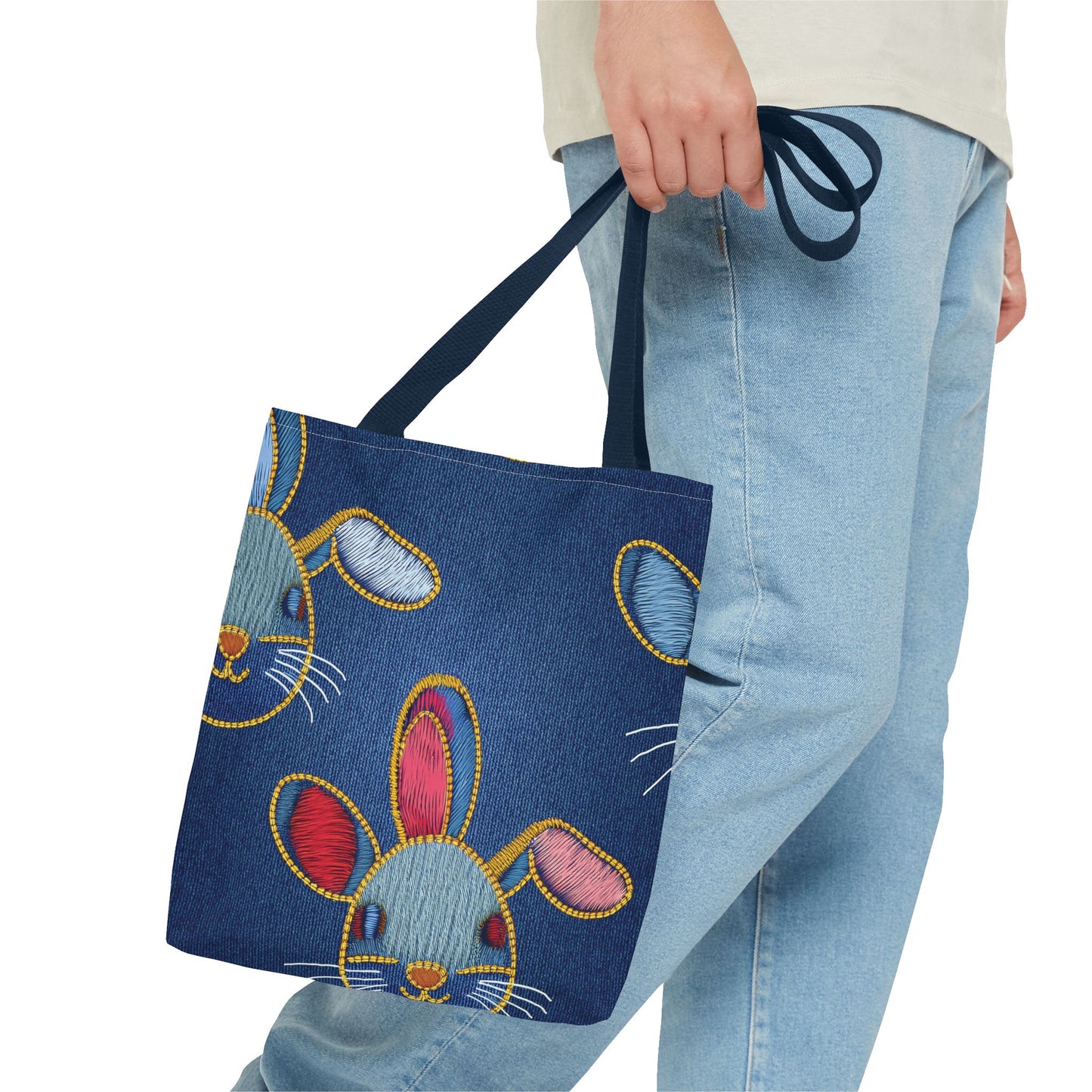 Denim Fabric Imitation Print Unisex Canvas Bag Poly Spun 3 Sizes Tote Bag 192