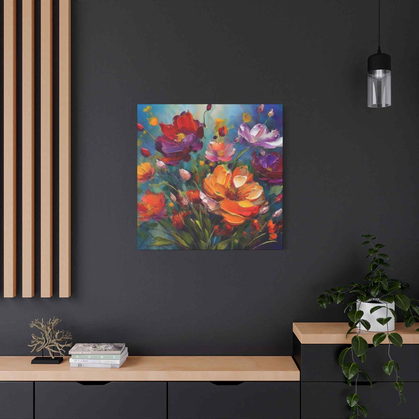 Flowers Print Canvas, Floral Oil Paint Print 20x20, 24x24, 30x30, 32x32, 36x36, Floral Art Design Print Non-Frame MC-14