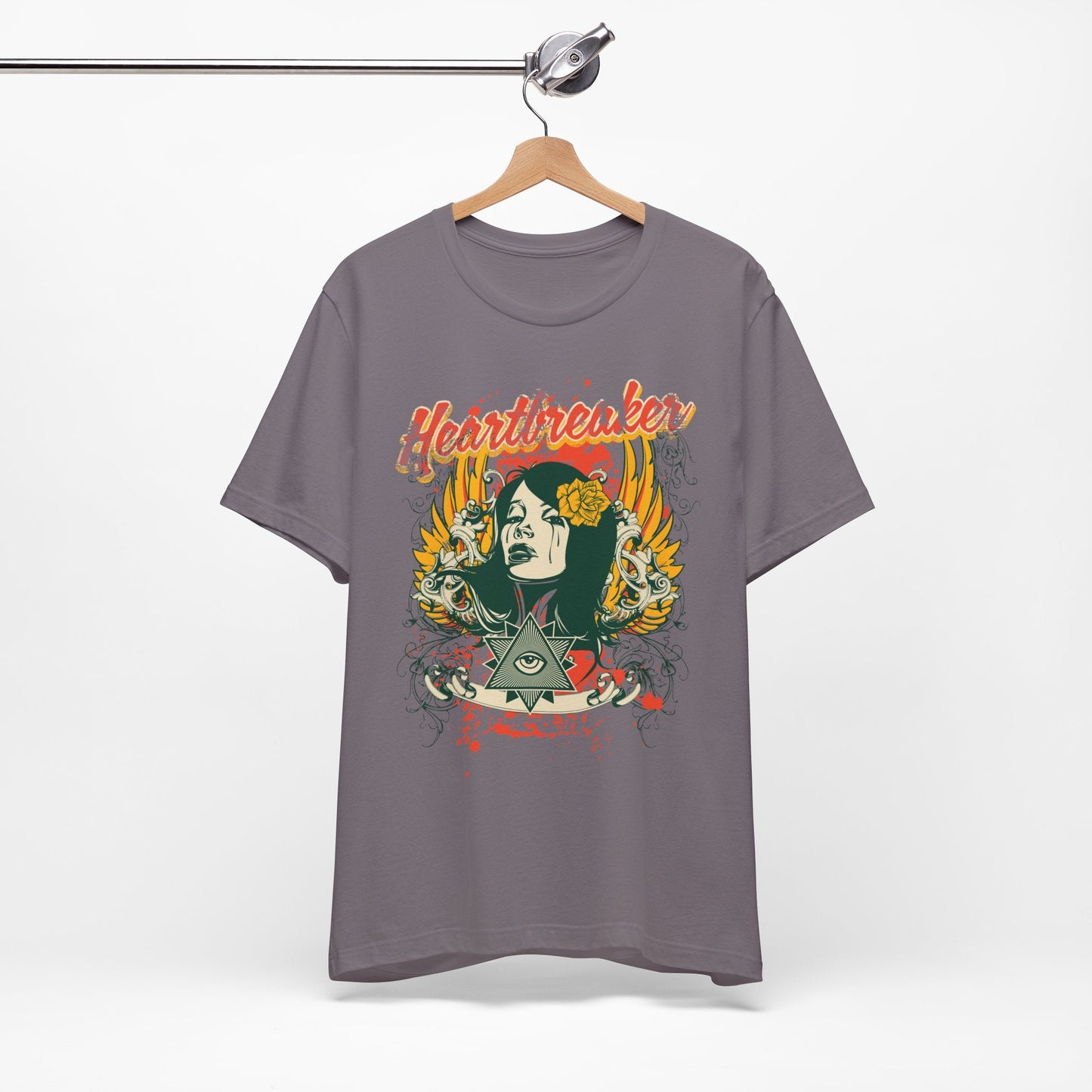 Heartbreaker Illustration Tee Retro Femme Portrait Floral Skull Graphic T-Shirt