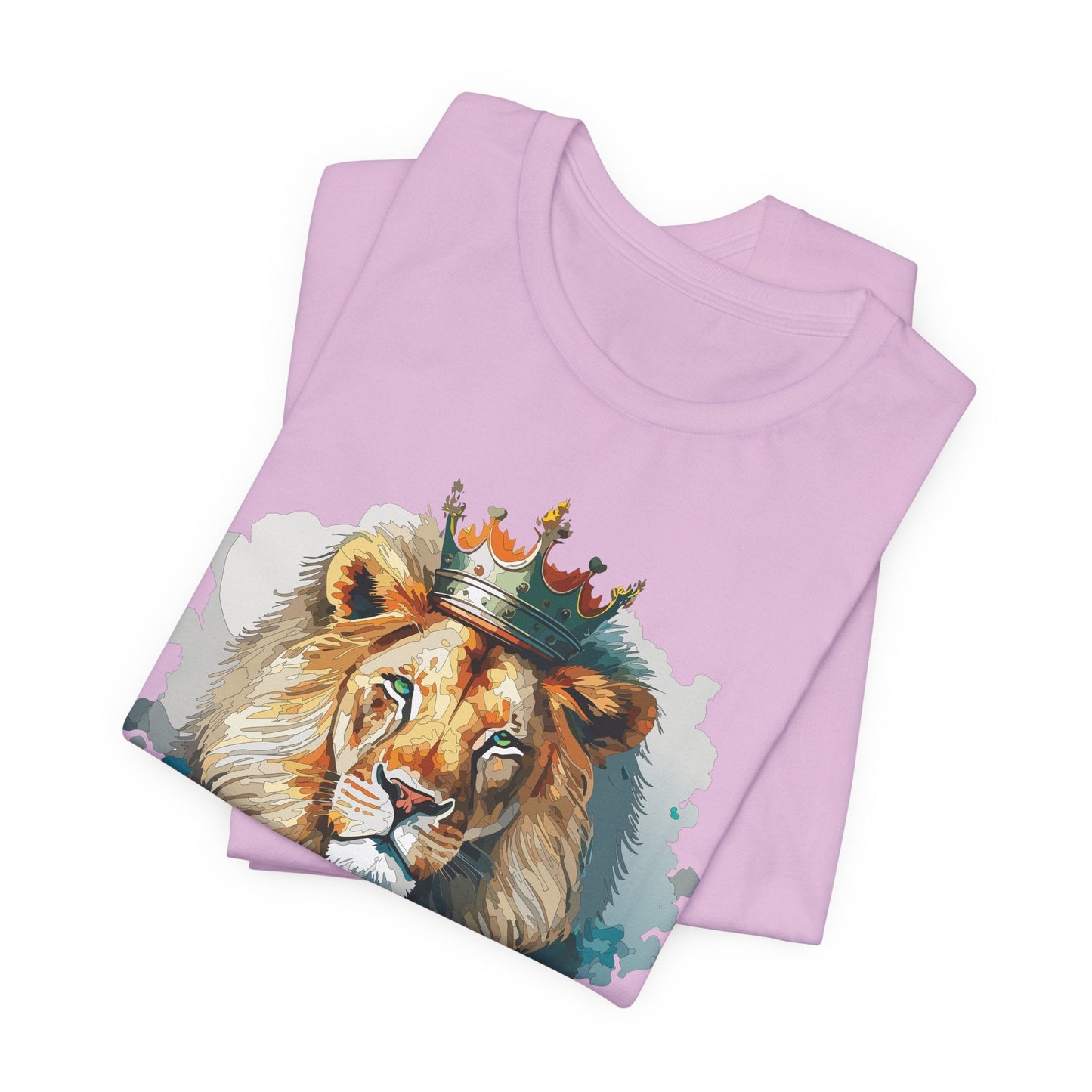 Lion with Crown Tee Unisex Cotton Watercolor King Lion Graphic T-Shirt 2