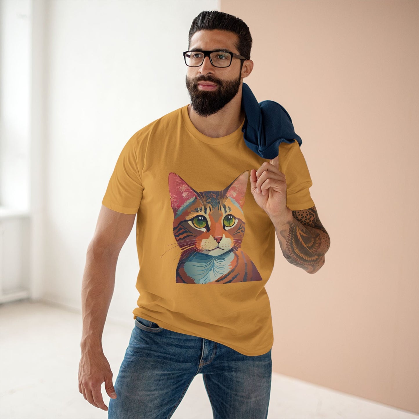 Retro2Nova Cat Art Tee Unisex Premium Cotton Shirt With Original Artwork Design Soft Breathable Comfort Everyday Wear